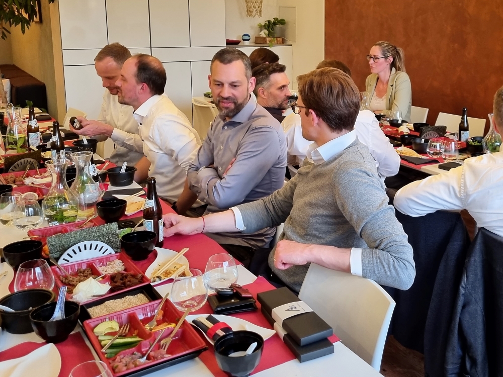 The Alvarez & Marsal (A&M) Alumni Network hosted an enjoyable sushi-making class in Munich, Germany on Thursday, May 25, 2023.