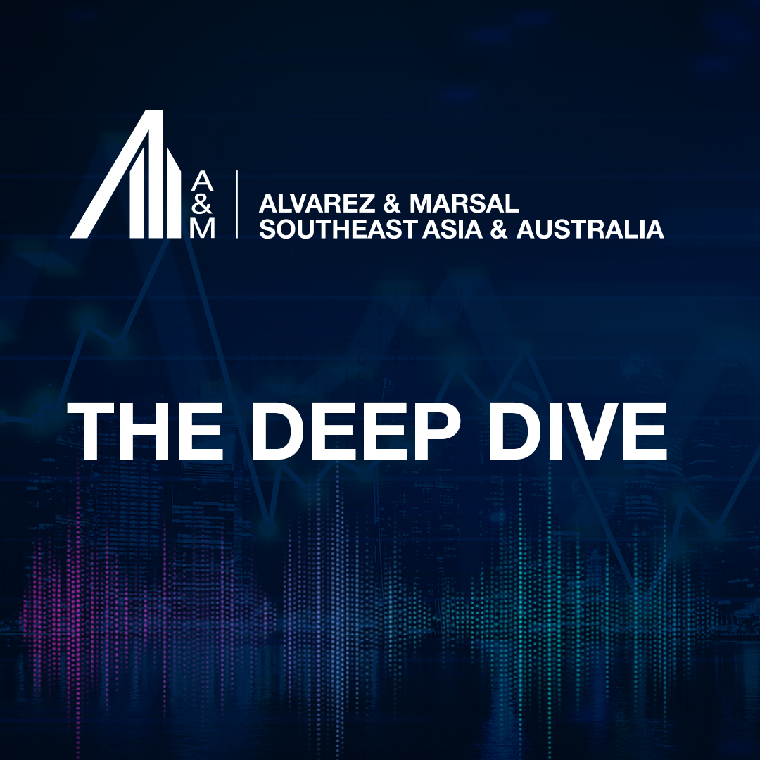 dark blue background with text in white that reads "The Deep Dive". The A&M South East Asia and Australia logo is above the text also in white.
