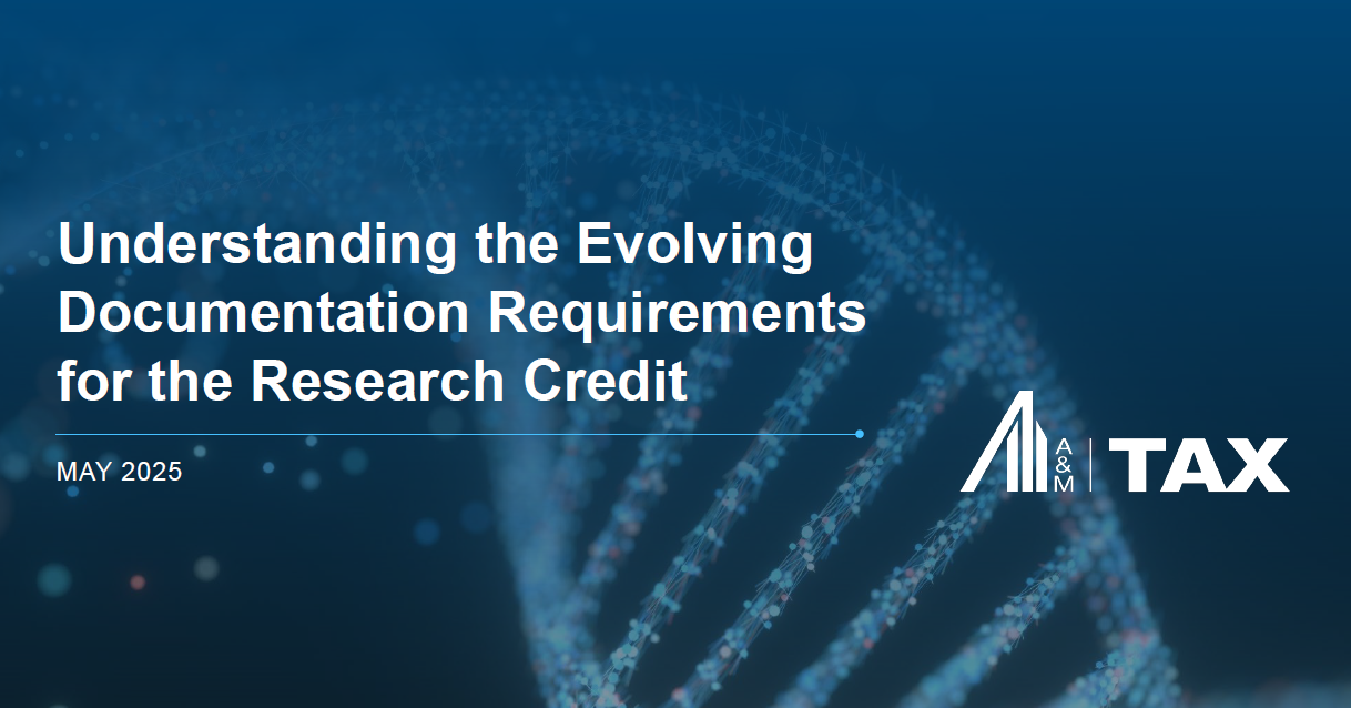 Webinar - Evolving Doc Requirements for Research Tax Credit