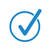 blue check mark in a blue circle with a white background