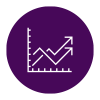 line chart going up icon in white on a purple background