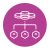 hierarchy structure icon in white on a magenta background